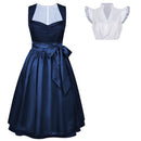 2 Kinds Traditional Oktoberfest Bavarian Cosplay Costume Cap Sleeve Dress Big Bow Apron