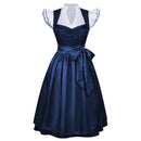 2 Kinds Traditional Oktoberfest Bavarian Cosplay Costume Cap Sleeve Dress Big Bow Apron