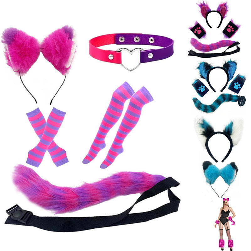 30 Kinds Animal Cat Fox Wolf Beast Cosplay Faux Fur Fluffy Ear Headband Tail - AwwwCos