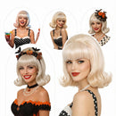 3 Kinds 1960s Women Vintage Bouffant Cosplay Hair Retro Flip Bob Wig With Bangs