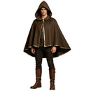 4 Kinds Adult Brown Green Blue Single Button Short Hooded Cape Gold Trim Wizard Cloak