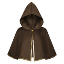 4 Kinds Adult Brown Green Blue Single Button Short Hooded Cape Gold Trim Wizard Cloak