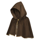 4 Kinds Adult Brown Green Blue Single Button Short Hooded Cape Gold Trim Wizard Cloak