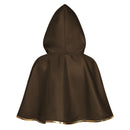 4 Kinds Adult Brown Green Blue Single Button Short Hooded Cape Gold Trim Wizard Cloak