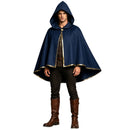 4 Kinds Adult Brown Green Blue Single Button Short Hooded Cape Gold Trim Wizard Cloak