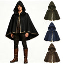4 Kinds Adult Brown Green Blue Single Button Short Hooded Cape Gold Trim Wizard Cloak
