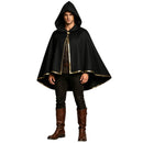 4 Kinds Adult Brown Green Blue Single Button Short Hooded Cape Gold Trim Wizard Cloak