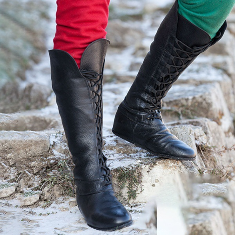 3 Kinds Flat Bottom Front Lace Up High Tube Women And Men Boots - AwwwCos