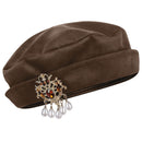 3 Kinds Unisex Renaissance Noble Cosplay Velvet Beret With Rhinestone Pearl Drop Brooch