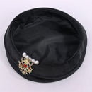 3 Kinds Unisex Renaissance Noble Cosplay Velvet Beret With Rhinestone Pearl Drop Brooch