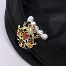 3 Kinds Unisex Renaissance Noble Cosplay Velvet Beret With Rhinestone Pearl Drop Brooch