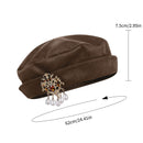 3 Kinds Unisex Renaissance Noble Cosplay Velvet Beret With Rhinestone Pearl Drop Brooch