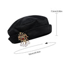 3 Kinds Unisex Renaissance Noble Cosplay Velvet Beret With Rhinestone Pearl Drop Brooch