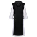 3Pcs Medieval Monk Friar Cosplay Costume Black Hooded Rope Cross Necklace