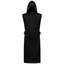 3Pcs Medieval Monk Friar Cosplay Costume Black Hooded Rope Cross Necklace