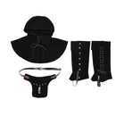 3Pcs Medieval Viking Cosplay Accessories Hooded Scarf Suede Waist Belt Pouch Lace Up Boot Cuffs Legging