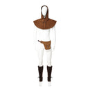 3Pcs Medieval Viking Cosplay Accessories Hooded Scarf Suede Waist Belt Pouch Lace Up Boot Cuffs Legging