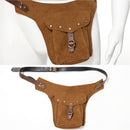 3Pcs Medieval Viking Cosplay Accessories Hooded Scarf Suede Waist Belt Pouch Lace Up Boot Cuffs Legging