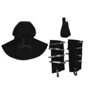 3Pcs Medieval Viking Cosplay Accessories Suede Hooded Cowl Scarf Drawstring Pouch Bag Legging