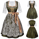3 Piece Female Oktoberfest Day Munich Beer Maid Cosplay Dark Green Dress - AwwwCos