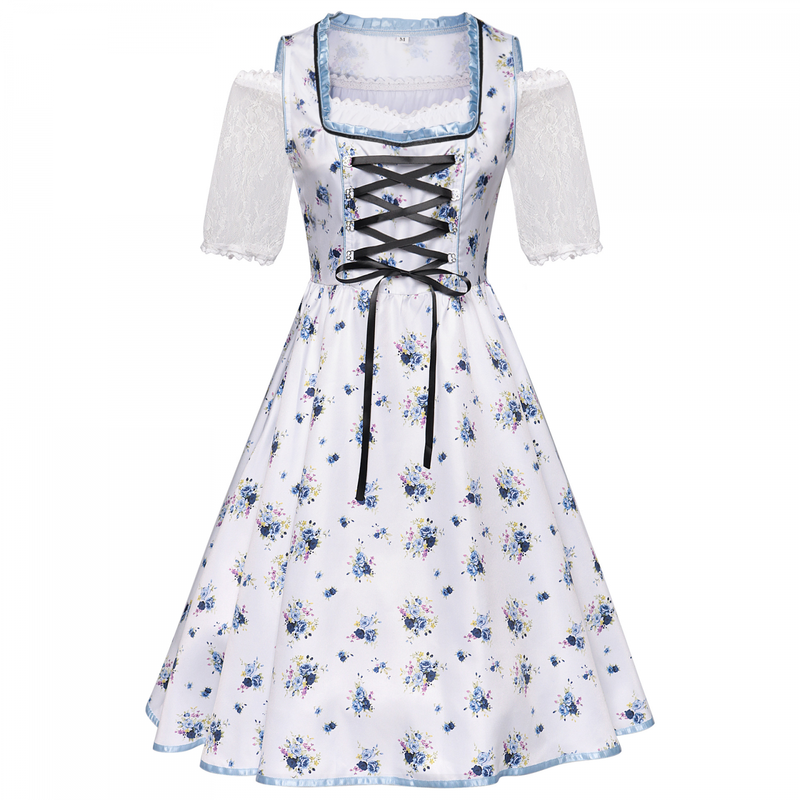3 Piece Female Oktoberfest Day Munich Beer Maid Cosplay Floral Dress - AwwwCos