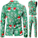 3 Piece Snowflake Snowman Print Jacket Pants Vest Men Christmas Suits - AwwwCos