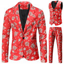 3 Piece Snowflake Snowman Print Jacket Pants Vest Men Christmas Suits - AwwwCos