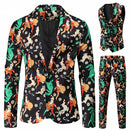 3 Piece Snowflake Snowman Print Jacket Pants Vest Men Christmas Suits - AwwwCos