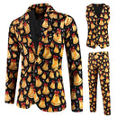 3 Piece Snowflake Snowman Print Men Christmas Suits Jacket Pants Vest - AwwwCos