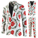 3 Piece Snowflake Snowman Print Men Christmas Suits Jacket Pants Vest - AwwwCos
