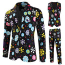 3 Piece Snowflake Snowman Print Men Christmas Suits Jacket Pants Vest - AwwwCos