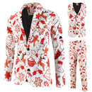 3 Piece Snowflake Snowman Print Men Christmas Suits Jacket Pants Vest - AwwwCos