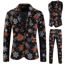 3 Piece Snowflake Snowman Print Men Christmas Suits Jacket Pants Vest - AwwwCos