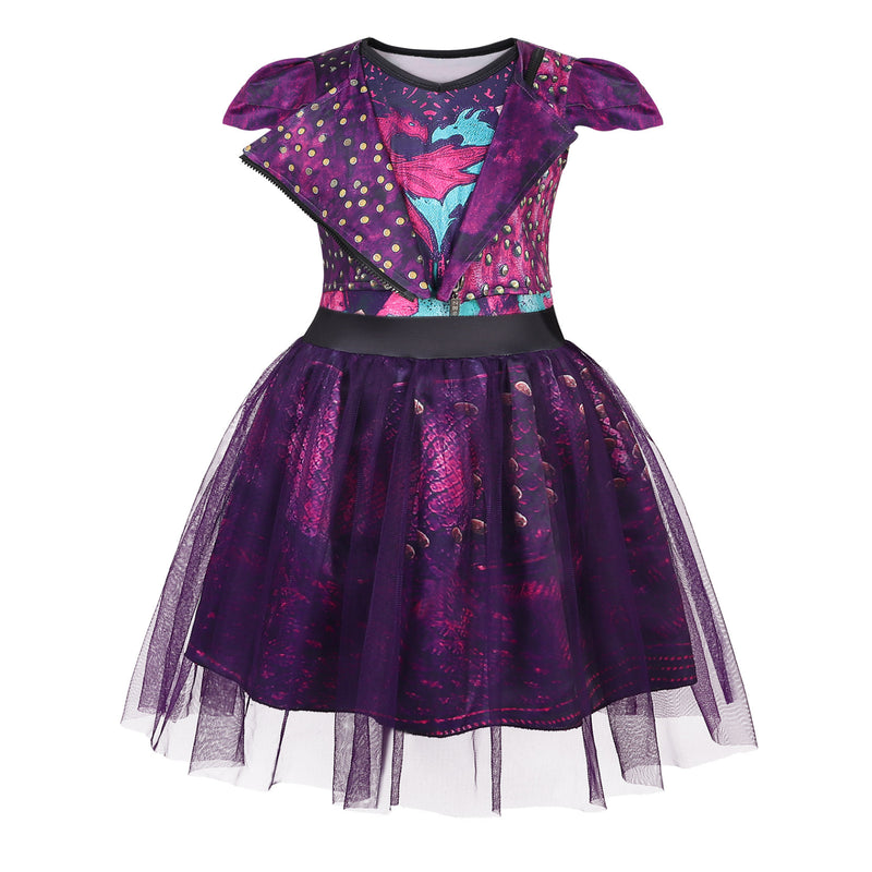 4 Kinds Child Girls Descendants Cosplay Costume Cap Sleeve Tutu Dress - AwwwCos