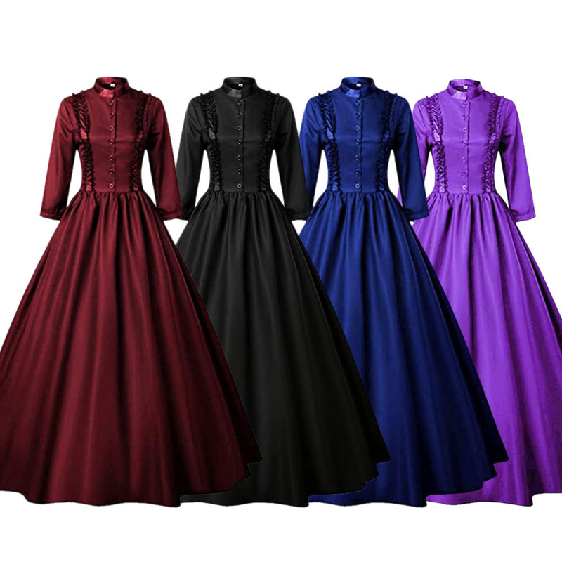 4 Kinds Female Victorian Vintage Goth Lace Maxi Dress Lady Ball Gown - AwwwCos