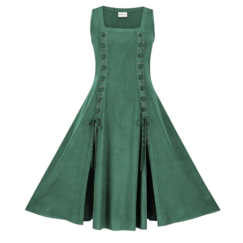 4 Kinds Women Sleeveless Lace Up Underbust Pirate High Low Split Peasant Dress - AwwwCos