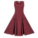 4 Kinds Women Sleeveless Lace Up Underbust Pirate High Low Split Peasant Dress - AwwwCos