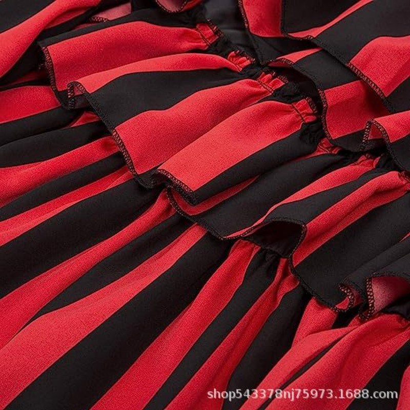 4 Kinds Womens Vintage Striped Steampunk Fashion Adjustable High Low Skirt - AwwwCos