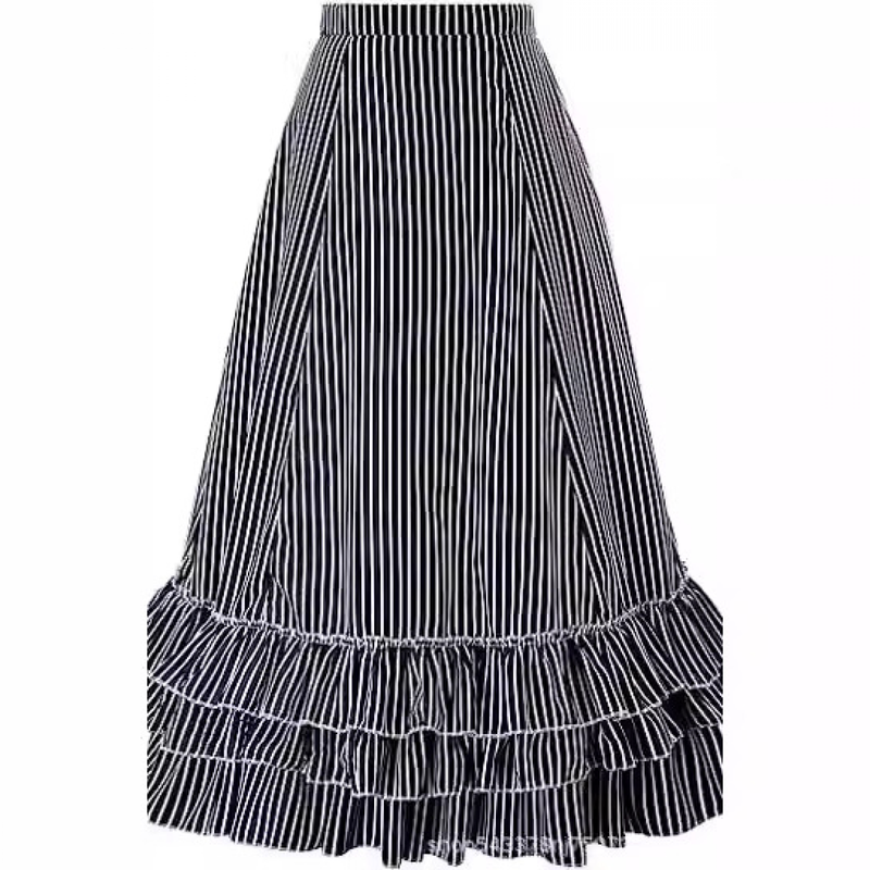 4 Kinds Womens Vintage Striped Steampunk Fashion Adjustable High Low Skirt - AwwwCos