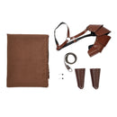 4Pcs Medieval Viking Cosplay Accessories Frayed Hooded Scarf Lace Up Bracers Single Shoulder Armor Belt Safety Pins