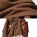 4Pcs Medieval Viking Cosplay Accessories Frayed Hooded Scarf Lace Up Bracers Single Shoulder Armor Belt Safety Pins