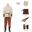 4 Pcs Renaissance Men Viking Pirate Cosplay Costume Shirt Banded Pants Belt