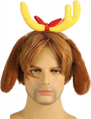 Christmas Deer Antler Headband with Dog Ears, Reindeer Horn for Adult Kids