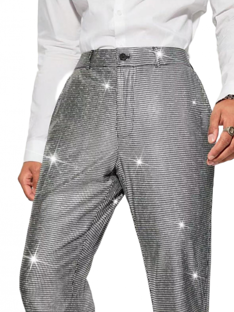 4 kinds Men Sparkly Club Cocktail Party Loose Waist Casual Long Pants - AwwwCos
