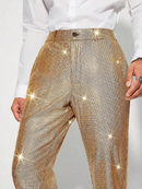 4 kinds Men Sparkly Club Cocktail Party Loose Waist Casual Long Pants - AwwwCos