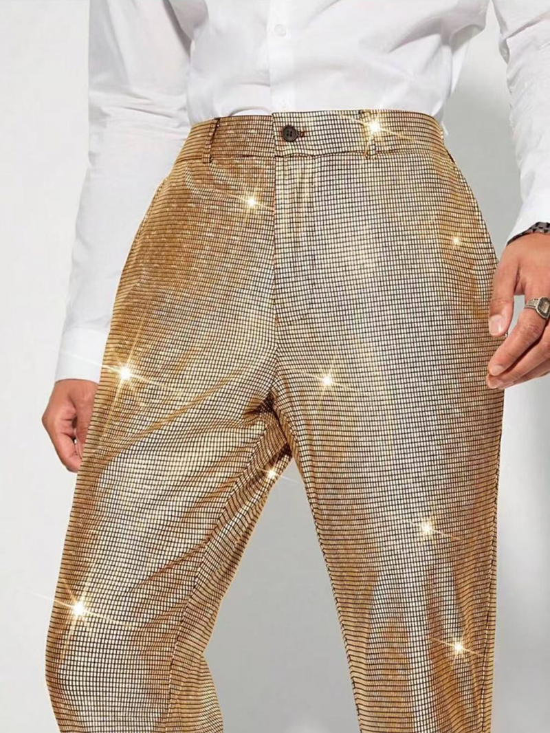 4 kinds Men Sparkly Club Cocktail Party Loose Waist Casual Long Pants - AwwwCos