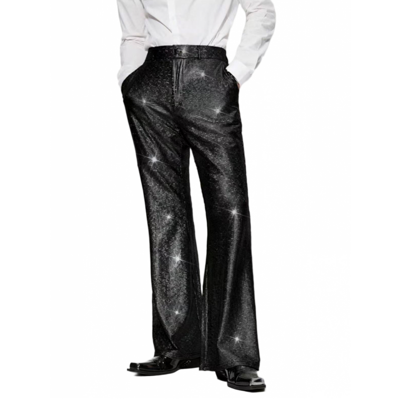 4 kinds Men Sparkly Club Cocktail Party Loose Waist Casual Long Pants - AwwwCos