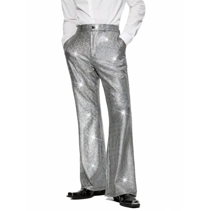 4 kinds Men Sparkly Club Cocktail Party Loose Waist Casual Long Pants - AwwwCos