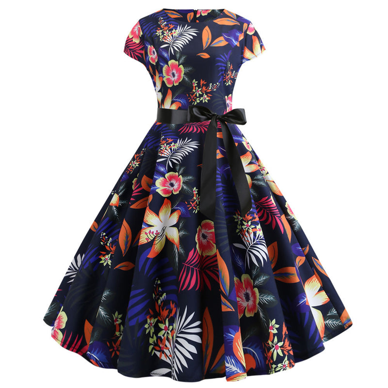 50s 60s Retro Audrey Boatneck Cap Sleeve Vintage Swing Cocktail Party Dress