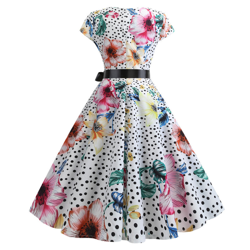 50s 60s Retro Audrey Boatneck Cap Sleeve Vintage Swing Cocktail Party Dress